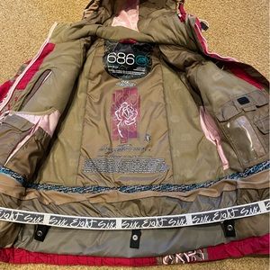 686 Snowboard Ski Jacket Pete Campbell collab insulated beautiful red pink